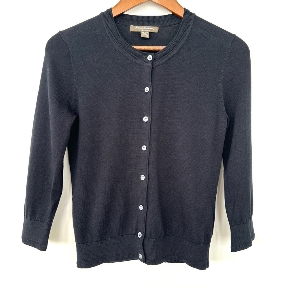 Tommy Bahama cardigan, crew neckline, 3/4 length sleeves, button front, cotton